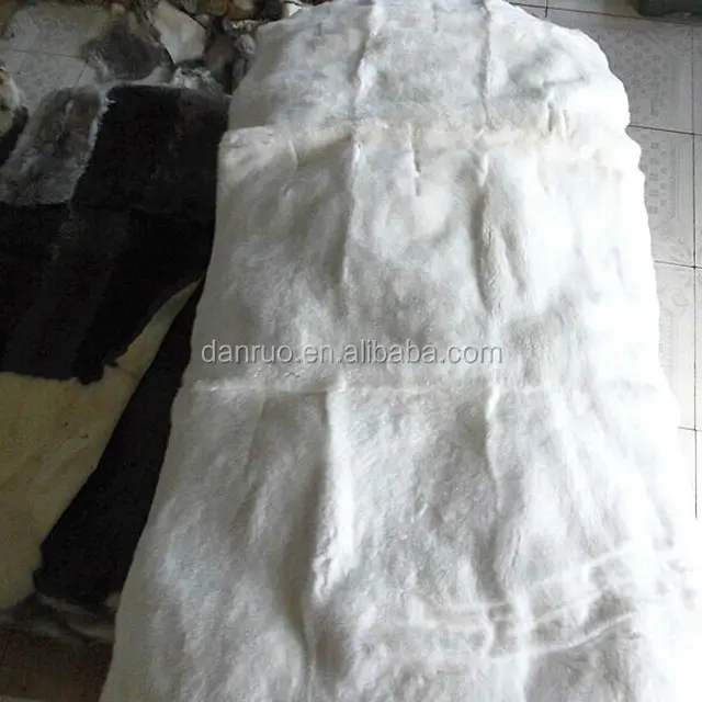 tanned rex rabbit fur skin, natural white skin plate