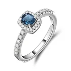 Abiding Natural London Blue Topaz Ring 925 Sterling Silver Adjustable Open Rings Women Engagement Jewelry