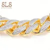 Top Fashion Cuban Link Bracelet14 K Pure Gold Thick Copper Bracelets Engraving Man 925 Silver Sale