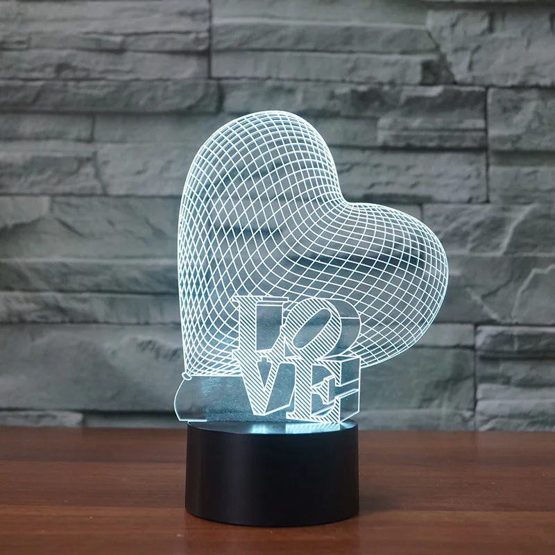 Creative Bedside 3d Lamp Valentine's Day Gift Energy Saving Usb  Desk Lamp Colorful Ambient Lighting Table Lamps