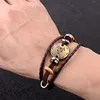 SinDlan 12 Zodiac Sign Horoscope Men's Retro Charm Wristband Male Jewelry Gifts Leather Bracelet for Men Leo Cancer Libra Taurus