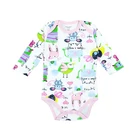 Eco Organic Pink Lovely Cartoon Baby Romper Custom Wholesale Anime Baby Girls Clothes