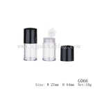 10g Black Cap Clear Empty Loose Powder Jar Plastic Material