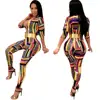 Colorful Sexy Jumpsuits Women For Casual Graffiti Multicolor Zipper jumpsuit Long Trousers