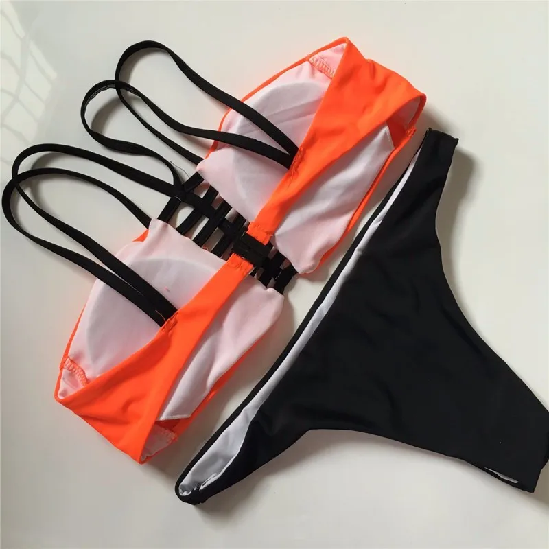 Fashion Sey Bikini 2016 Swimwear Women High Neck Swimsuit Push Up Summer Bathing Suit Beachwear Biquini maillot de bain