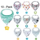 Super Absorbent and Soft 6-Pack Unisex Baby Bandana Drool Bibs and Teething toys Made with 100% Organic Cotton
