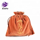 Custom logo large brown velvet drawstring dust bag for handbag