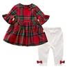 Brand New Girls Clothes Set 2018 Fashion 2 Pcs Grid Baby Outfit