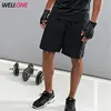 OEM 100%polyester breathable dry fit plain black men shorts custom gym clothing
