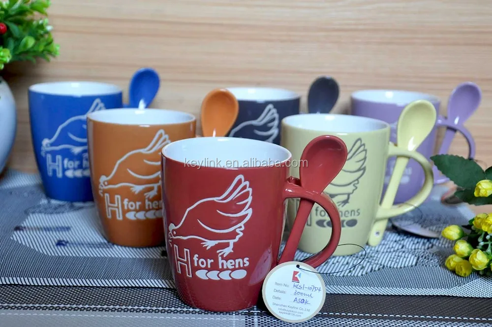 gift craft ceramic mugs with spoons