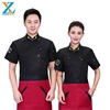 Latest Workwear Summer Short Sleeve V Neck Shirt Black Apron Sets Coffee Shop Western Restaurant Waiter Uniform