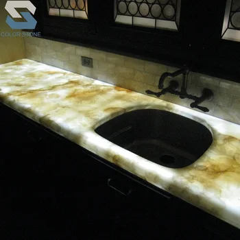 Polished Natural White Onyx Translucent Countertop For Kitchen