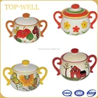 2016 The hot sale ceramic bean Pastoral Ceramic soup pot with Lid Made in China
