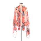 2019 Yiwu Women Fashion Satin Shawl Painting Printed Chinese Silk Scarf