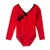 Wholesale Chinese Style Red Long Sleeve Cotton Girls Dance Wear China Leotard