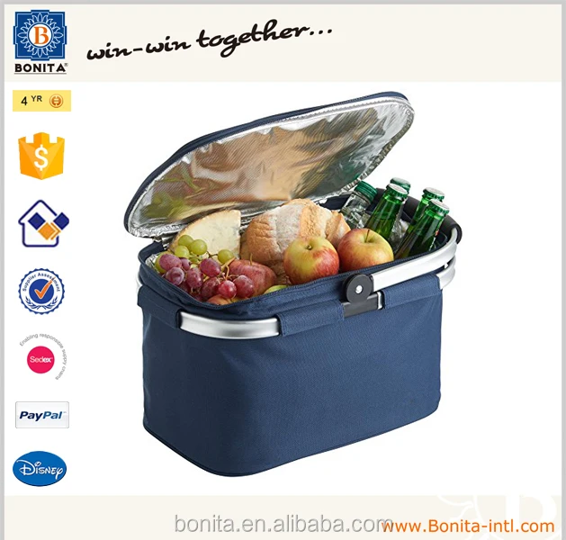 22l insulated foldable tote large picnic cooler basket bag