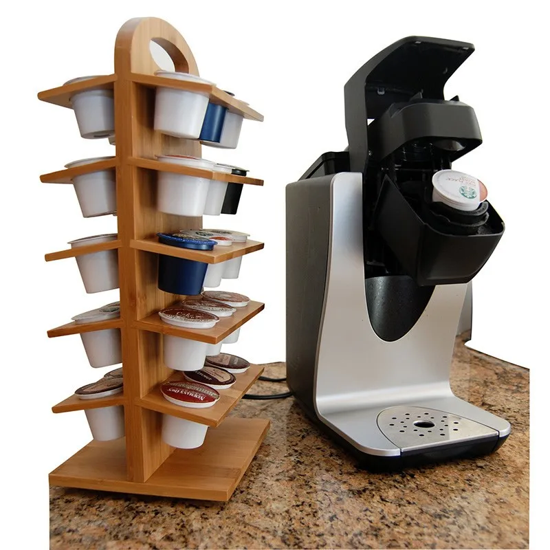 wooden bamboo coffee pod holder