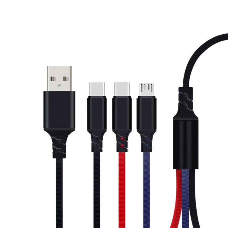 3 in 1 Multi Type C Cable Charger Micro USB Data Sync 3A Fast Charging Cable for iPhone Android - ANKUX.COM