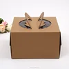 Customized 6 8 10 Inches Portable Kraft Paper Cake Box with Clear Pvc Window Handle
