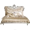 KA005 italian luxury new classic style white color wooden double sleeping bed designs with silver foil