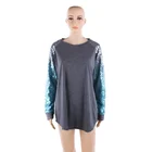 Wholesale Women Long Sleeve Sequin Tops Sequin Raglan Tunic