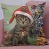 Wholesale Latest Design Cat Digital Printed Children Room Xmas Decorative Cushion Cover Cat Pillow Case