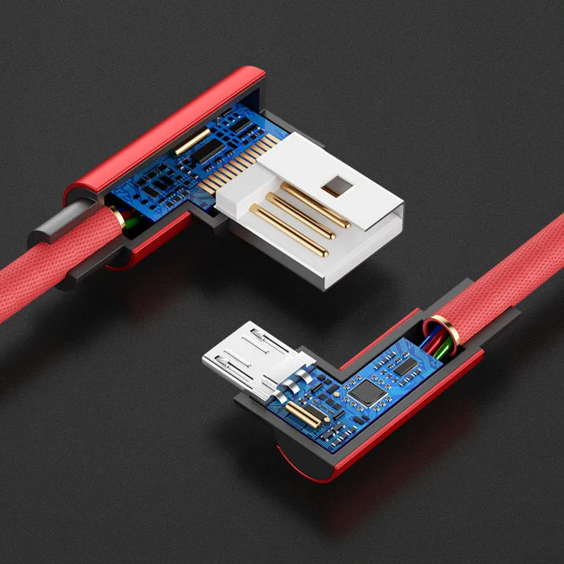 Nylon Braided Data Charging Dual Right Angle Type C V8 Elbow Gaming Micro Cable 90 Degree USB Cable For iPhone Galaxy Android - ANKUX.COM