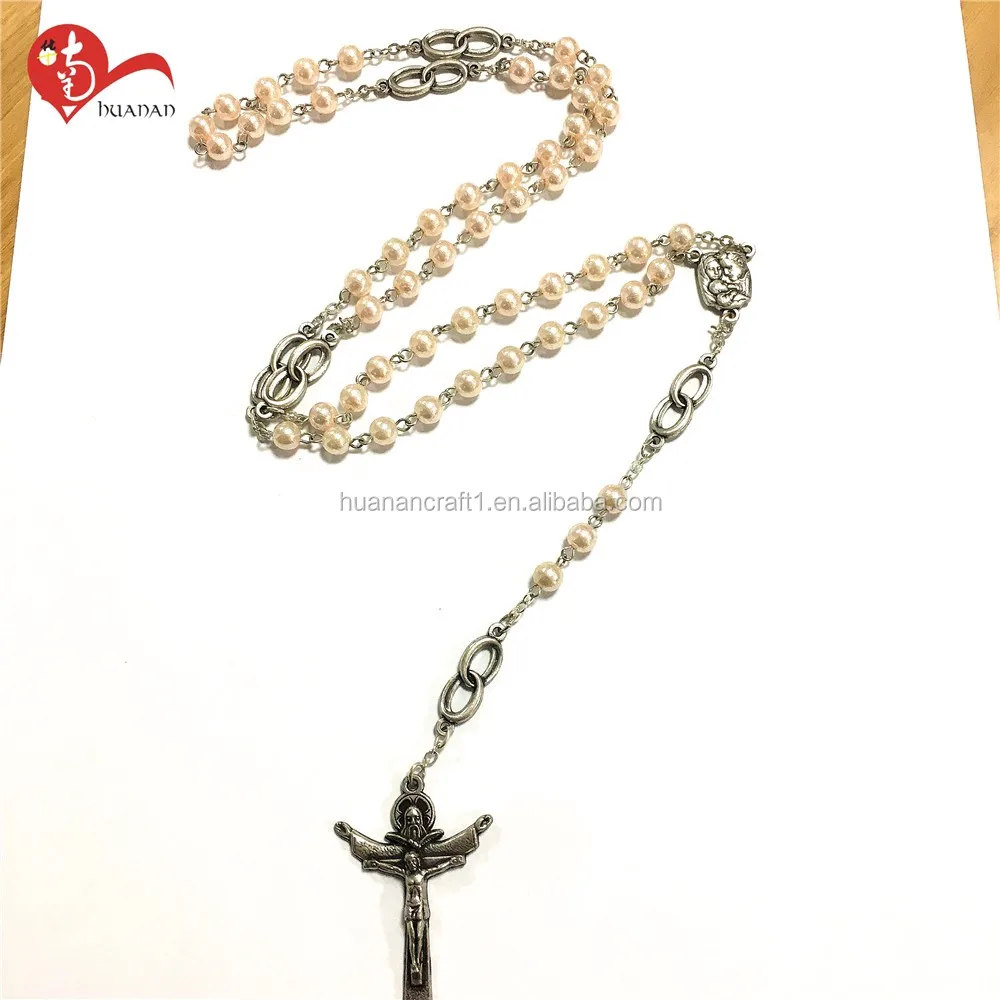 wholesale pearl rosary with jesus crucifixion cross