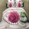 Wholesale Romantic 3D Wedding Pink Rose 100% Cotton Duvet Cover Sets , Bed Linen , Bedding Set