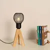 Iron Cage Shade Wooden Stand Table Lamp Bedroom Decoration Desk Light
