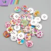 Wholesales colourful floral printed 2 holes 4 holes wooden buttons for DIY clothing accessories