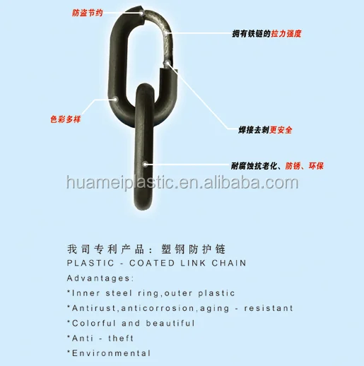 Plastic coated steel link chain