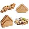 Natural Bamboo Wooden Charcuterie and Meat Serving Boards, 4 Connecting Coaster Plates Included