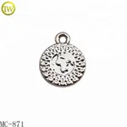High quality round metal logo beads custom bracelet charm tags for jewelry