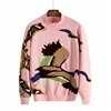 Custom Logo Jacquard Intarsia Wild Goose Fashion Design Knit Women Pullover Sweater