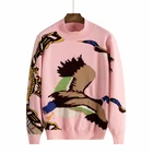 Custom Logo Jacquard Intarsia Wild Goose Fashion Design Knit Women Pullover Sweater