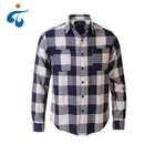 Custom logo professional casual cotton flannel long sleeve plaid shirt