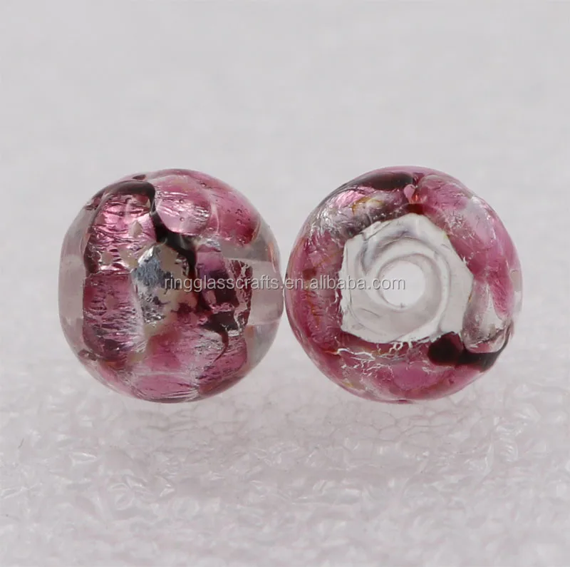ball crystal lampwork glass loose sea blue dots hole beads for