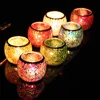 European style retro glass Mosaic candlestick romantic candle, bar cafe bedroom living room decoration furnishings candle