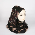 New fashion polyester shimmer muslim maple leaf printing custom print scarf women hijab