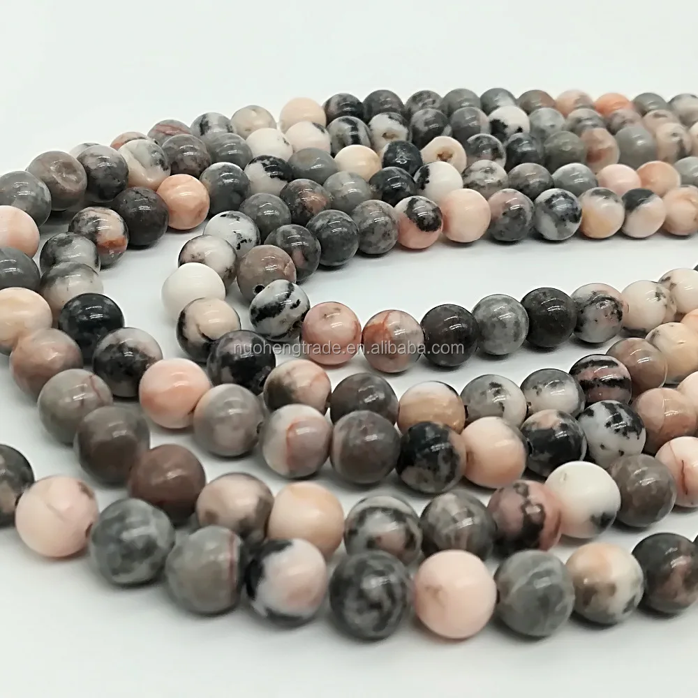 semi precious stone beads round pink spot stone gemstone beads