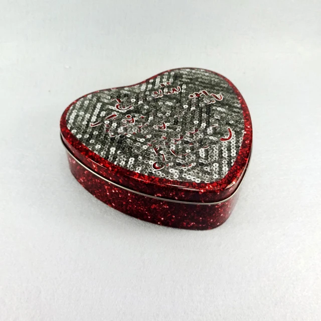 gift metal packaging heart shaped wedding candy tin box