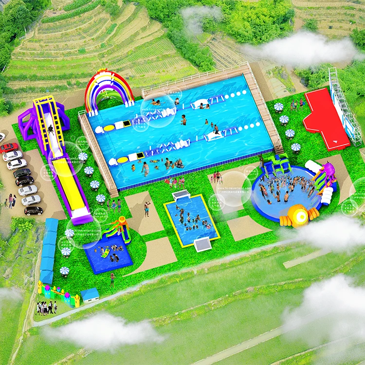 Summer Cheap Large Commercial Adult Entertainment Giant Inflatable Playground Amusement Aqua Fun Water Park Kids With Pool