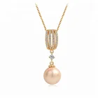 African 18k gold necklace pearl pendant mounting