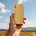 Hot Custom Real Blank Black Bamboo Wood Cell Phone Case For iPhone X XR XS MAX