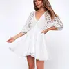 Apparel Supplier Women's Hollow Out Sexy V-Neck Eyelet Mini Party Dress