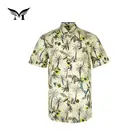 Factory direct fashion custom woven button men hawaiian shirts sublimation