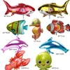 Sea animal shark seahorse octopus undersea world children's birthday party seafood shop decorated with aluminum film balloons