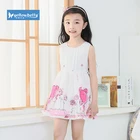 Summer children's wear 2018 new cartoon bear pattern round neck a - shaped lace-up dress