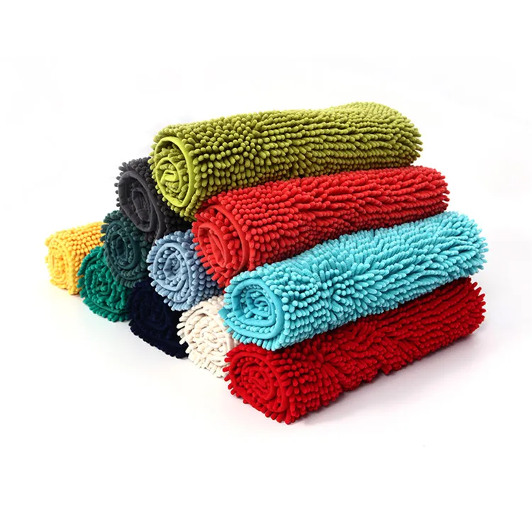 Microfiber Chenille Cheap Soft Cute Non Slip Floor Bathroom Door Rug Hotel Bath Mat